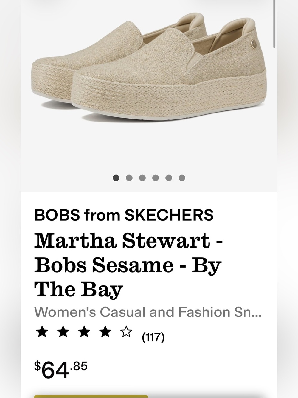 Skechers x Martha Stewart Women's BOBS Sesame Platform Off White Slip-Ons Sz 11M